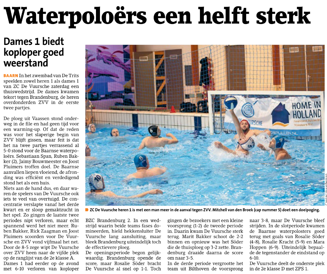 Waterpoloërs een helft sterk