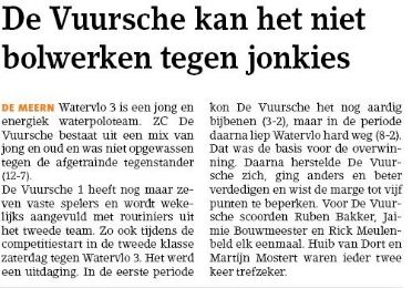 Heren 1 kan het niet bolwerken tegen jonkies