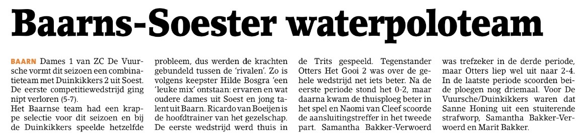 Baarns-Soester dames waterpoloteam